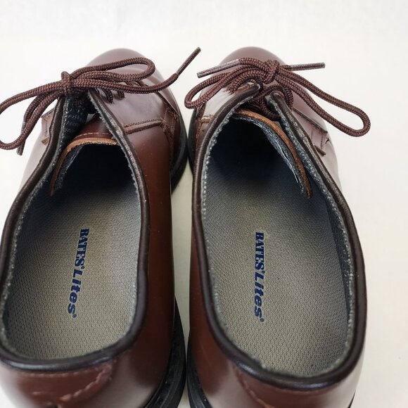 Bates Lites Brown Leather Oxford Shoes Men's 8 Non Marking Oil Resistant US Navy - Picture 11 of 14